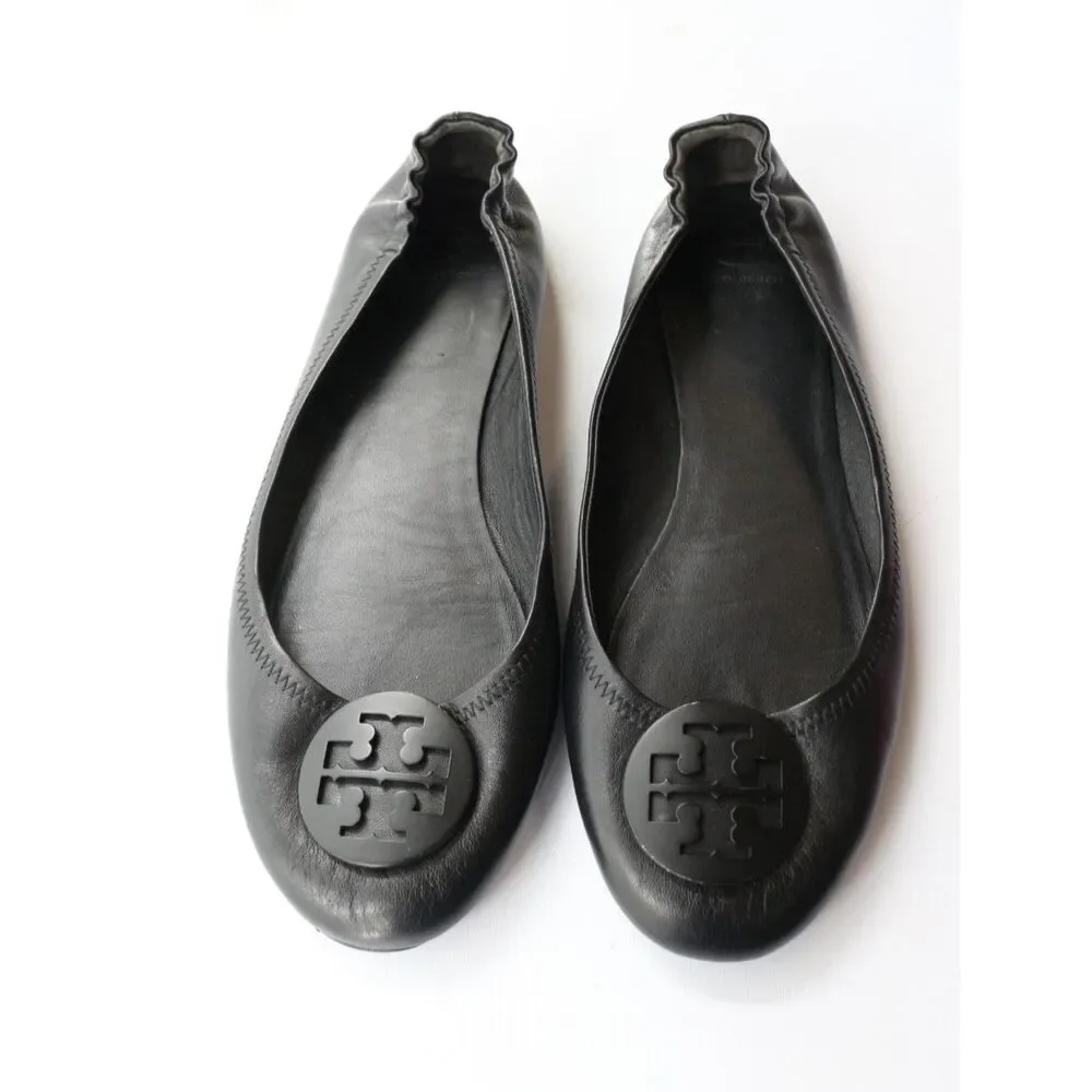 Tory Burch Womens Minnie Travel Flat Black Leather Size 12